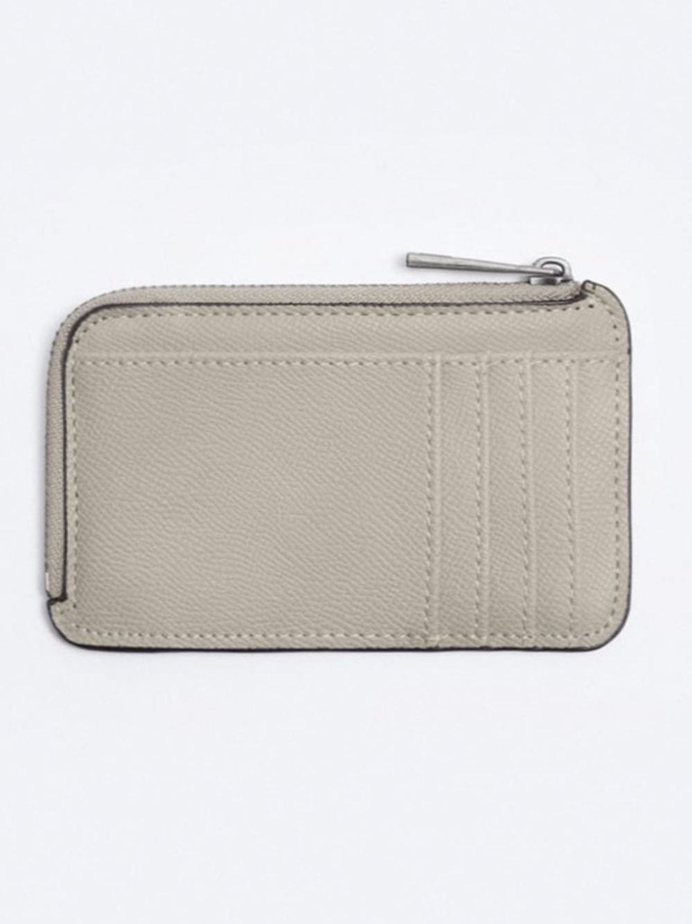 ZARA Minimal Card Zip Wallet in Light Gray